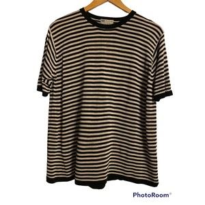 Black & Tan Stripe 100% Silk Top